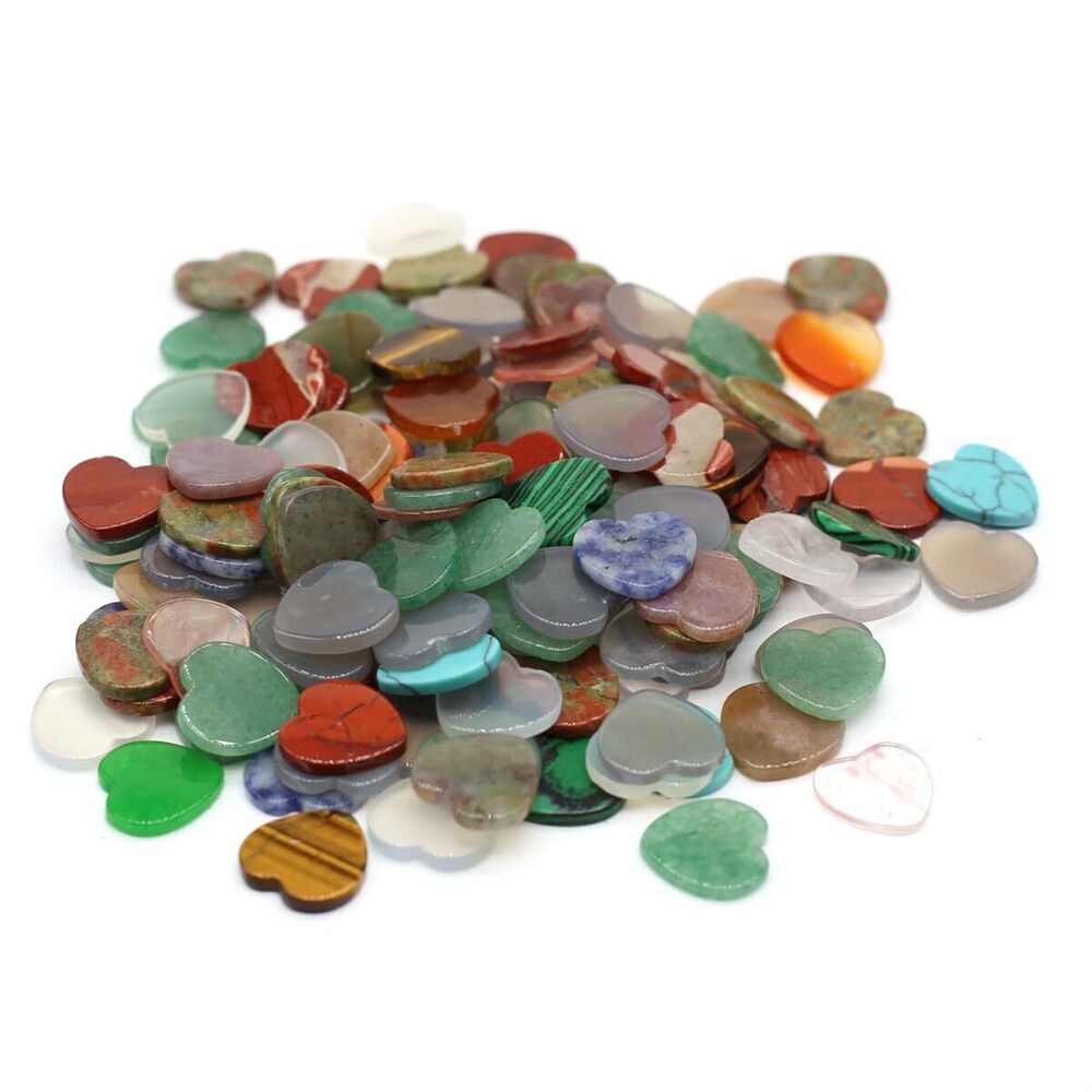 7007 15pcs Natural Crystal Stone Pendant, Heart shaped Circular Elliptical